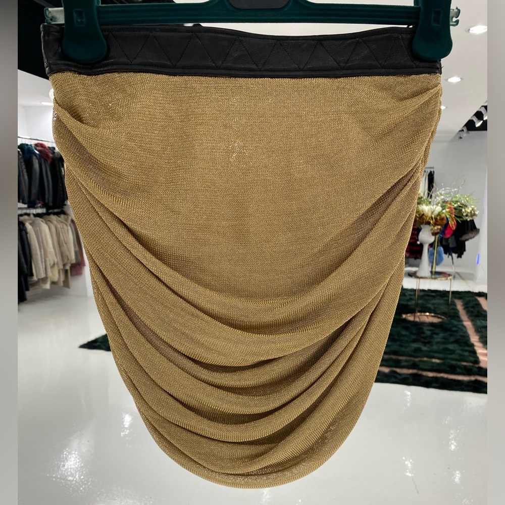 KHAITE
Draitton Leather-Waist Knitted Mini Skirt